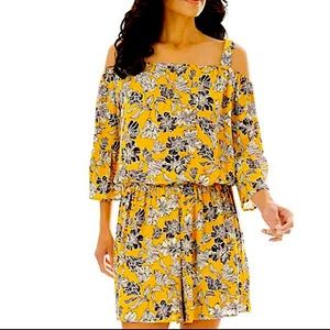 Apt. 9 Navy Blue Floral Yellow Romper
